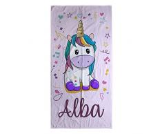 LolaPix Serviette Plage personnalisée Licorne Rose avec Nom ou Texte. Cadeau Enfant Serviette garçon et Fille. Piscine Plage Camping. Divers Designs et Nouvelles Tailles