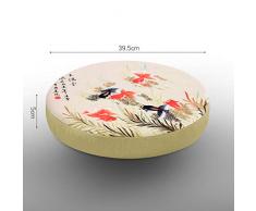 YEARLY Japonais Coussin De Siege, Fruits Rond Galette De Chaise Balcon Hublot De Compartiment Tatami Futon Coussin Épaissir Mur Décoration Coussin Dassise-Jaune 39.5x39.5x5cm(16x16x2inch)