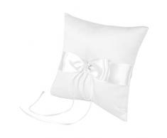 Wifehelper Bowknot Blanc Porteur de Coussin Porte-Oreiller Anneau de Mariage Oreiller avec Perle de Simulation pour Le Mariage (15 * 15cm)