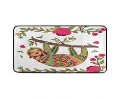 Mnsruu Tapis de Sol Humoristique Motif Paresseux Animaux et Fleurs pour Cuisine 99,1 x 50,8 cm (4,3 x 8,4 cm)