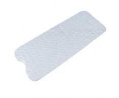 Tapis de bain antidérapant à ventouse extra long 100 cm x 40 cm, tapis de baignoire durable de lenvironnement en PVC anti-moisissure pour salle de bain, transparent, 100*40cm