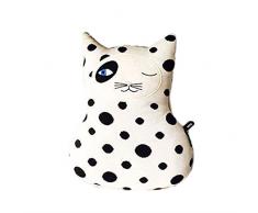 Nunubee fou Chat oreiller Tricot Coussin Sofa Office décoratif, Patchs noir et blanc 40*30cm