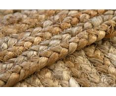 HAMID Tapis Jute Naturel - Alhambra Rond Tapis 100% Fibre de Jute (Naturel, 150x150cm)