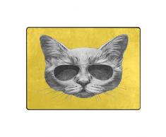 Mnsruu Tapis Humoristique avec Motif Chat avec glaçons pour Salon, Chambre à Coucher, Tissu, Multicolore, 160cm x 122cm(5.3 x 4 Feet)