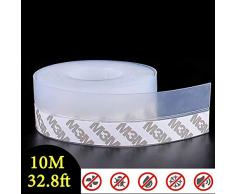 LLXIA Bas de Porte Adhésif, Bande détanchéité Auto-adhésive de Silicone pour Porte et Fenetre. Protection contre l eau, protection contre les insectes, réduction du bruit,Transparent, (35mm x 10M)