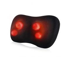 Coussin de Massage Shiatsu pour Cou, Epaules, Dos, Cervicale, Coussin Massant Chauffant, 4 Boules de Masseur pour Soulagement Musculaires au Bureau et à la Maison