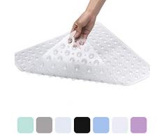 XIYUNTE Quadrat Tapis de Douche Anti-dérapants Tapis de Bain avec Ventouse, Waschbare Maschine Tapis de PVC Douche avec Trous de vidange, 53 × 53cm, Transparent Blanc