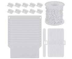 KBNIAN Kit de Pièces Détachées de Store Californien 12 x Plaque de Lestage 12 x Cintre Supérieur de Bande 10M Chaînette de Laison 10 x Fermoir de Chaînette Accessoires pour Rideau à Lamelle Verticale