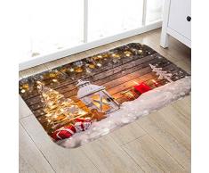 Nunbee Designer Paillasson Le préféré de Maman Tapis de Sol antidérapant extérieur d'entrée Interieur Fibre de Coco Geek Noël Chat Chouette cerf Multicolore, Lanterne 50 * 80cm