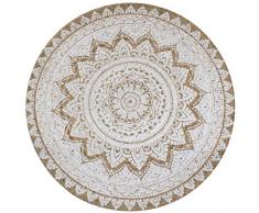 vidaXL Tapis Jute Tressé Imprimé 150cm Rond Moquette Carpette à la Main Décor