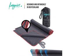 freigeist - Serviette de Fitness et de Bain en Microfibre - Idéales pour Le Sport, Les Voyages - A séchage Rapide - Légère - pour lextérieur, Microfibre, Noir-Rouge, 80 x 160 cm
