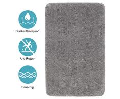 KINGOD Tapis de Bain, 50X80CM Tapis Salle de Bain Tapis de Douche Antidérapant, Super Absorbant Microfibre Doux et Moelleux, Lavable en Machine Tapis de Douche pour Salle de Bain (Gris)
