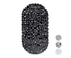 Relaxdays, Noir Baignoire Aspect Pierre, Tapis de Bain antidérapant, avec ventouses, Lavable, LxP: 36 x 68 cm, PVC, 1 élément