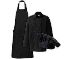 ShirtInStyle Ensemble pour Cuisiniers de la maison et Baker "Veste cuisinier, Tablier de cuisine et Toque de chef"en option avec leur Vos propres mots affiné - noir, 42