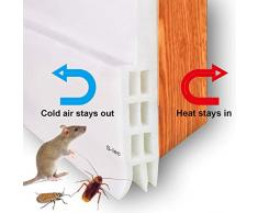 Bas de Porte Anti Bruit Bande dEtanchéité en Silicone Souple, S-lec Adhésif Imperméable à lEau Isolement du Bruit du Passage dAir Anti Souris Cafard pour les fissures et les espaces – Blanc