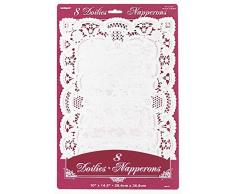 Unique Party Blanc Set de Table Papier napperons, Lot de 8