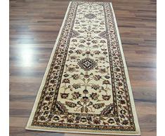 Grand et long tapis persan classique oriental style Vison Rouge 67 x 300 cm