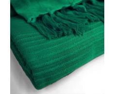 DOUCEUR DINTERIEUR Jete De Fauteuil Franges - 150x150cm - Coton Lana - Vert