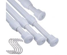 HAOYUNTE 4 pcs réglable Barre de Rideau de Tension à Ressort Extensible pour projets de Bricolage de Cuisine, Salle de Bain, Armoire, Armoire, fenêtre, étagère.