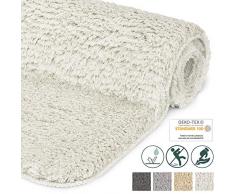 Beautissu Tapis de Bain BeauMare FL - Antidérapant Absorbant 100 cm x 60 cm Blanc – Moelleux Extra Épais – Tapis de Toilette, WC, Sortie de Douche – Adapté au Chauffage au Sol