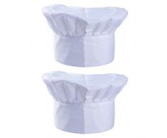 SERWOO 2PCS Toques Blanches en Polyester-Coton Cahpeau de Chef Toque Cuisinier