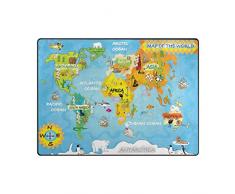 Use7 Tapis Humoristique pour Salon, Chambre à Coucher Motif Carte du Monde, Tissu, Multicolore, 160cm x 122cm(5.3 x 4 Feet)