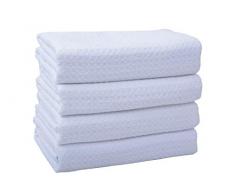 VIVOTE Waffle Weave Torchons de Cuisine, 4 Pièces 40x60 cm Chiffons Nettoyant en Microfibre, Ultra-Absorbant Serviettes de Nettoyage, Blanc