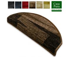 casa pura Tapis Marche Escalier Marron Design Original | Env.23,5x65cm | Couleurs et Formes au Choix | Lot de 15 Pièces Demilune - Veneto