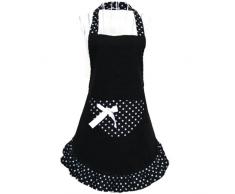 Foxnovo Licou Dots Pattern sans manches Style coton tissu tablier cuisine tablier noir de mode