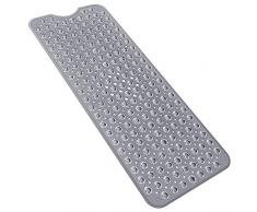 Yolife Tapis de Bain Extra Long antidérapant en Caoutchouc TPR écologique avec Ventouse 40,6 x 99,1 cm (Gris)