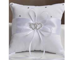 Frmarche Mariage Anneau Oreille Coussin Oreiller Porteur de Bague Anneau dalliance 15 x15cm (Blanc)