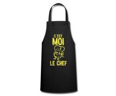 Spreadshirt C'Est Moi Le Chef Toque Tablier de cuisine, noir
