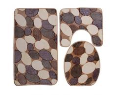 Fansi 3Pcs/Set Tapis de Couverture de siège de Toilette Tapis de Velours Anti-dérapant de Salle de Toilette