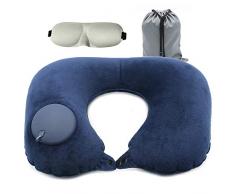 LZ Oreiller de Voyage Gonflable,Conception Rapide de La Pompe à Air Pliable Coussin de Voyage-pour Soutien La Tête, Le Cou Convient Sommeil de Lavion,pour Sleep Mask et Sac de Transport (Ble