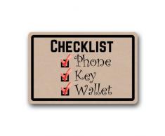 N/A Paillasson Humoristique personnalisé – Liste de vérification: Porte-clés de téléphone – Durable Lavable en Machine – Paillasson intérieur et extérieur