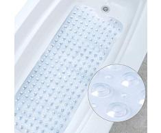 JinSu Tapis de Bain Antidérapant avec Ventouses, Tapis de Baignoire en écologique PVC, Transparent Tapis de Douche pour Baignoires et Douches (40 * 100cm) (Blanc)