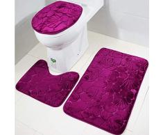 3pcs tapis de bain antidérapant super doux tapis de douche tapis de salle de bain à séchage rapide, tapis de contour en U et couvercle de siège de toilette
