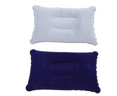 Szetosy Oreiller gonflable de camping Goodchanceuk Lot de 2 coussins de voyage rectangulaires confortables pour le sommeil Bleu et gris 37 x 25 cm