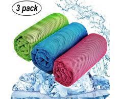 Serviette de Refroidissement 100 x 30cm,Ice Towel,Serviette en microfibre de glace,Serviette de Sport et de Fitness,pour le yoga, sport,course à pied,fitness(3 pcs)
