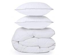 IDMarket - Couette 240x260 cm + 2 oreillers en Plume doie 500g/m² Anti acarien