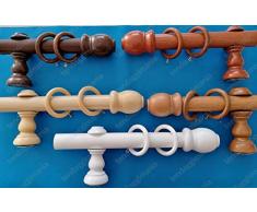 Tringle à rideau en bois, diamètre 35 mm, mouvement manuel, avec tous les accessoires, disponible en différentes couleurs et tailles 240 cm noyer