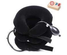 TAKIT Coussin De Traction Cervicale Noir - Pour Douleurs à la Tête, Cou, Cervicales, Épaules - Minerve Cervicale - Collier Cervicale - Taille Ajustable