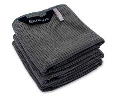 Torchons Elecaclean (68 x 42 cm, anthracite) en microfibre douce torchons à vaisselle, serviettes gaufrées pour la cuisine, Microfibre, anthracite, 68x42cm / 3-teilig