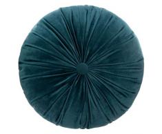 Atmosphera - Coussin Rond Velours Bleu pétrole D 40 cm la Dolce Vita