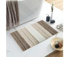 Lewondr Tapis Rayé en Microfibre, Dégradé de Couleurs Carpette Superfine de Porte dEntrée Anti-Dérapant Étanche, 20x32(50x80cm) pour Salle de Bain/Cuisine/Extérieur/Intérieur - Brun Dégradé