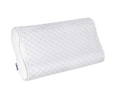 Lunvon Oreiller Ergonomic en Mousse à Mémoire de Forme - Oreiller Cervical à Soulagement de Ronflement Réglable en Hauteur Fabriqué, 60 x 35cm, Blanc