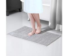 Lifewit Tapis de Bain Absorbant Antidérapant 80cm x 50cm Tapis de Douche Microfibre de Chenille pour Salle de Bain, Gris