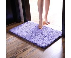 Pahajim Tapis de Bain Antidérapant Absorbant Tapis de Salle Épaissir de Douche Baignoire Toilette Cuisine en Microfibre Chenille(La Lavande)
