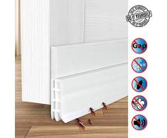 Bas de Porte Adhésif, ZCZUOX 100cm x5cm Souple Silicone Isolant Phonique Thermique Bande détanchéité Anti Bruit Poussière Stop à lair Froid Anti Souris Fourmi Cafard Insectes (Blanc)