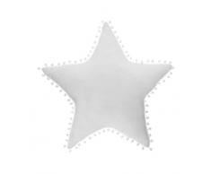 Atmosphera - Coussin Etoile avec Pompons Coloris Blanc